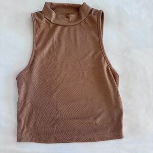 Sleeveless Ribbed Tan Top